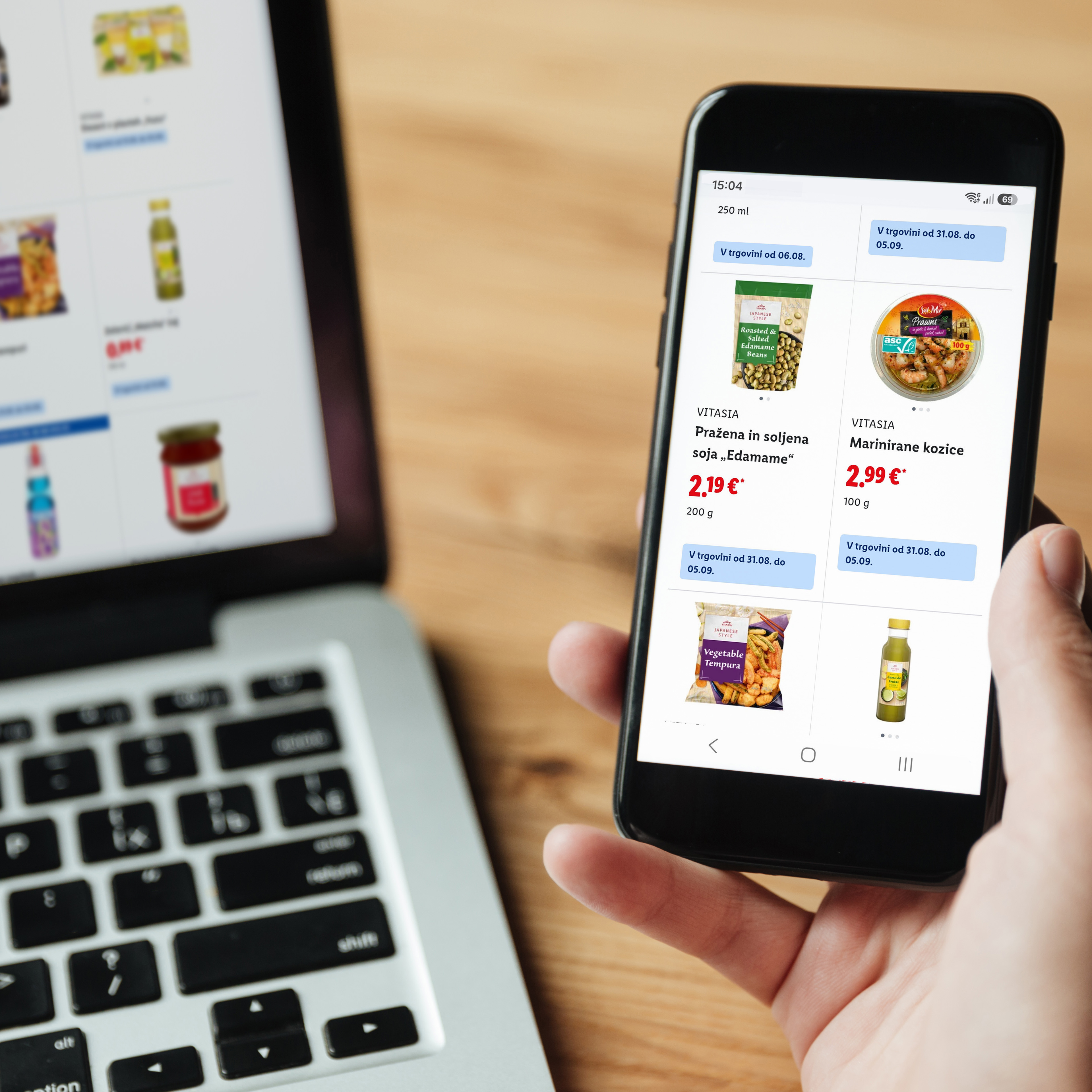 Lidl spletna trgovina z izdelki in cenami na mobilnem telefonu